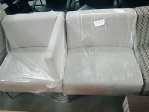 ITEM CREAM AND BROWN WAITING CHAIR 8 PIECE SET