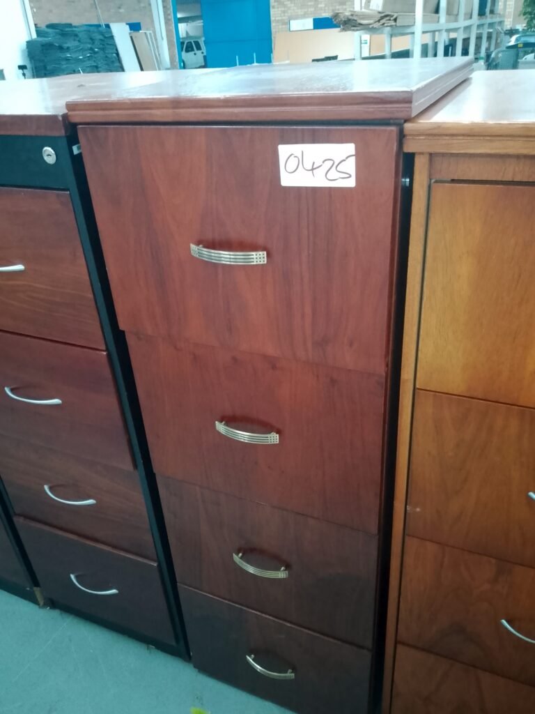 ITEM BROWN WITH GOLD HANDLES 4 DRAWER CABINET