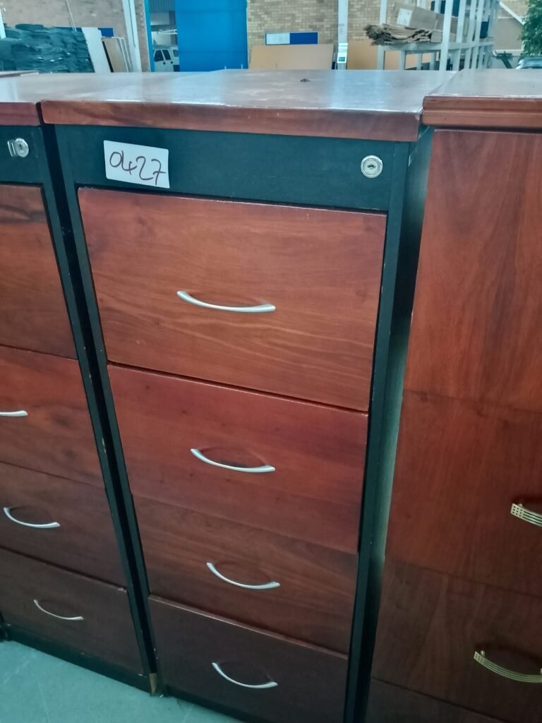 ITEM BLACK AND BROWN 4 DRAWER CABINET