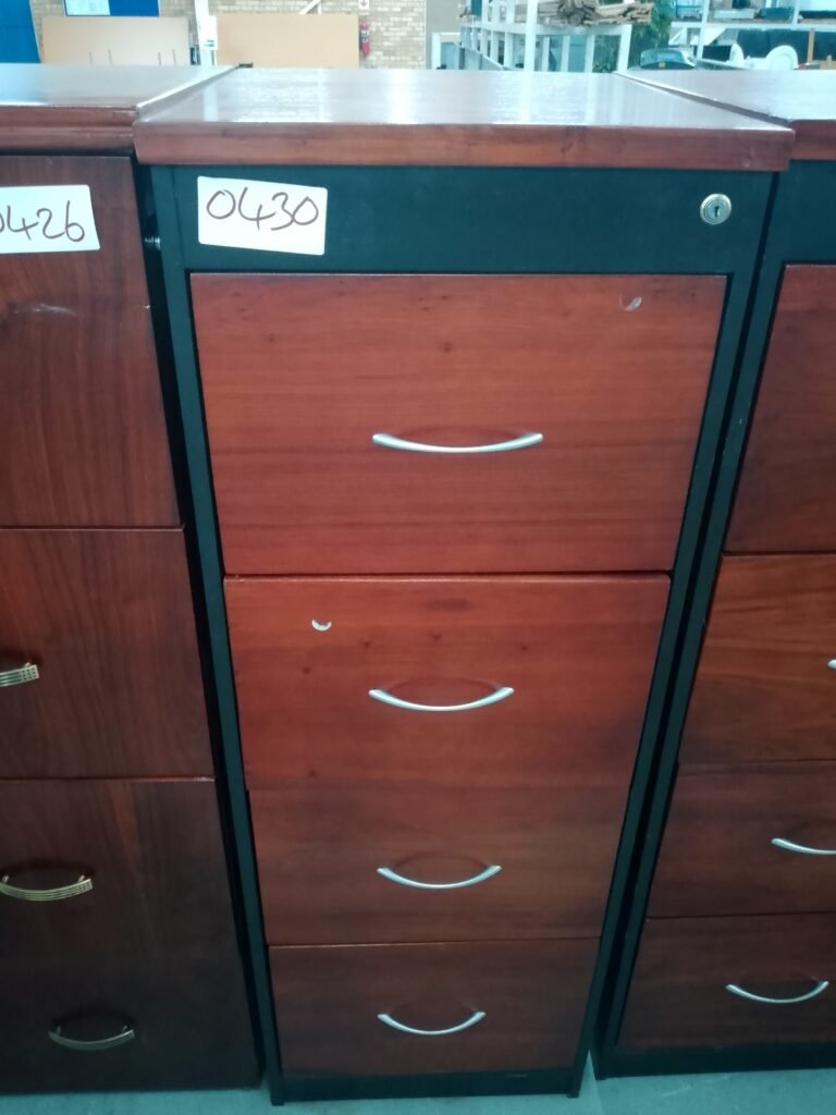 ITEM BLACK AND BROWN 4 DRAWER CABINET