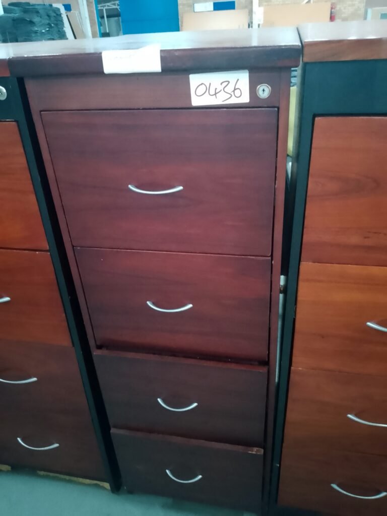 ITEM BROWN WITH SILVER HANDLES 4 DRAWER CABINET