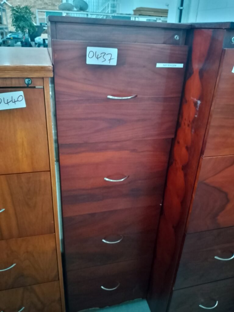 ITEM BROWN WITH SILVER HANDLES 4 DRAWER CABINET