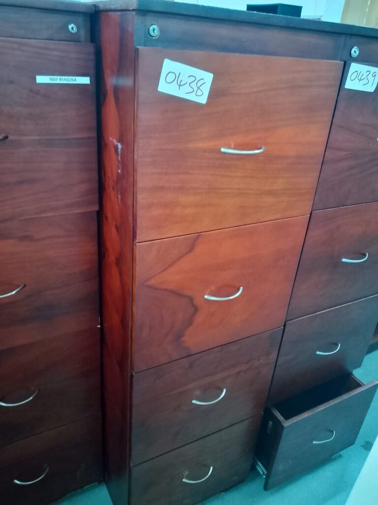 ITEM BROWN WITH SILVER HANDLES 4 DRAWER CABINET