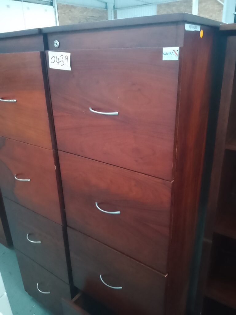 ITEM BROWN WITH SILVER HANDLES 4 DRAWER CABINET