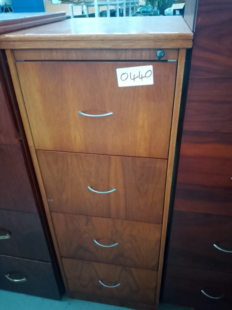 ITEM BROWN WITH SILVER HANDLES 4 DRAWER CABINET