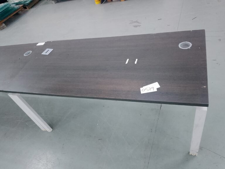 ITEM DARK BROWN WITH WHITE METAL LEGS TABLE