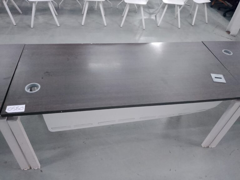 ITEM DARK BROWN WITH WHITE METAL LEGS TABLE