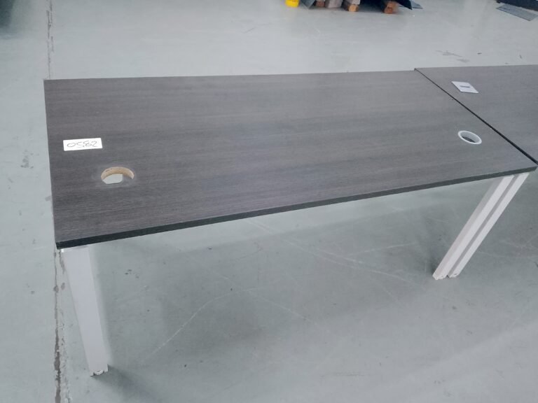 ITEM DARK BROWN WITH WHITE METAL LEGS TABLE
