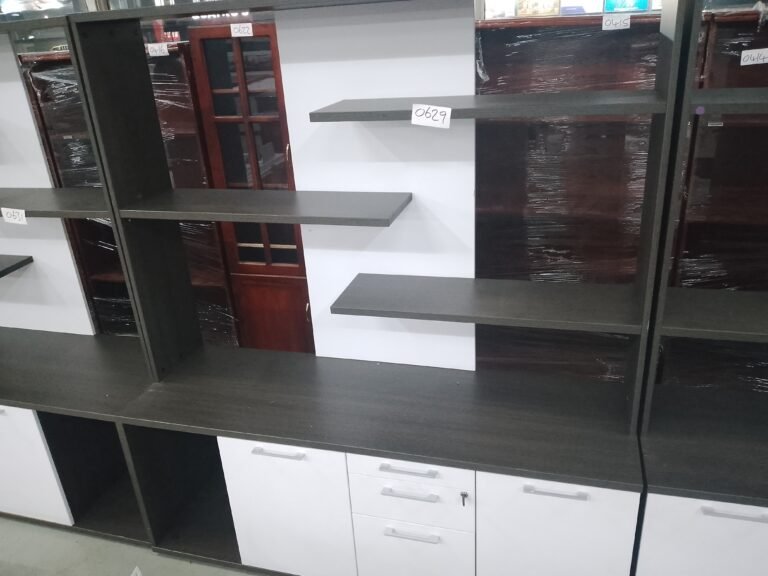 ITEM BROWN AND WHITE CUPBOARD WITH BOOKSHELF