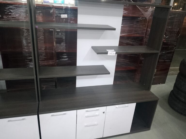 ITEM BROWN AND WHITE CUPBOARD WITH BOOKSHELF
