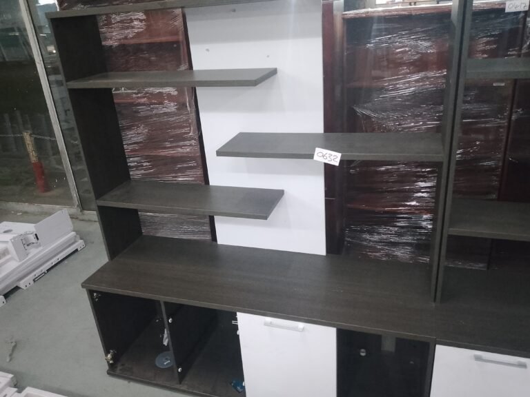 ITEM BROWN AND WHITE CUPBOARD WITH BOOKSHELF