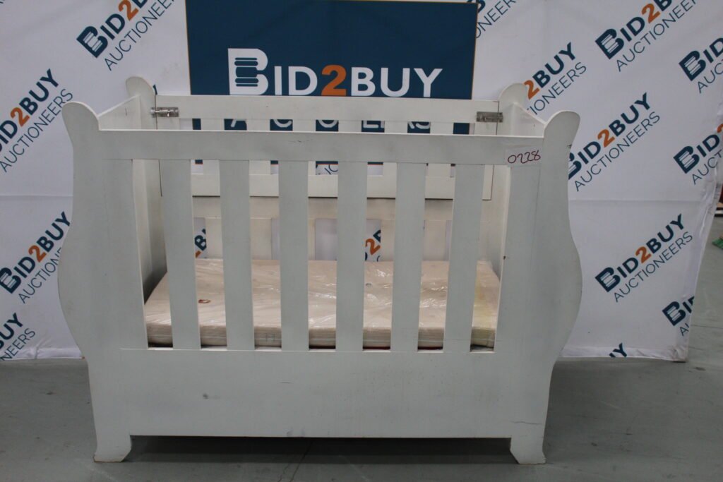 ITEM ITEM WHITE WOODEN BABY COTS
