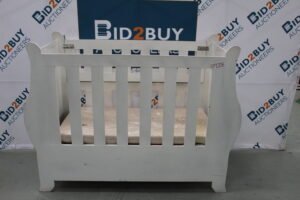ITEM ITEM WHITE WOODEN BABY COTS